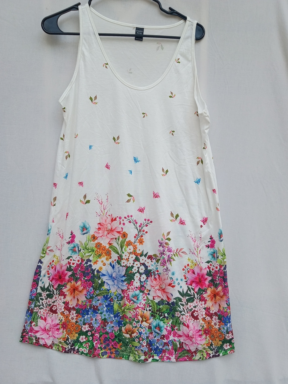 Floral-Trim White Sleeveless Midi Dress by Unbranded